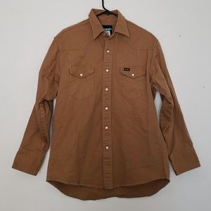 Vintage Wrangler Khaki button down pearl buttons